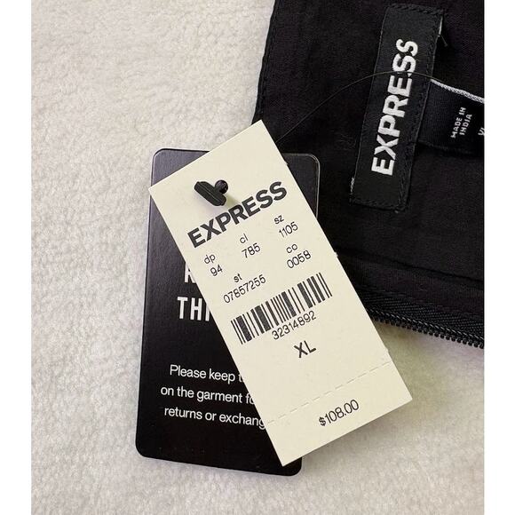 Express Brand Size XL Embroidered Ruched Black Poplin Midi Dress Black NWT - Picture 10 of 11